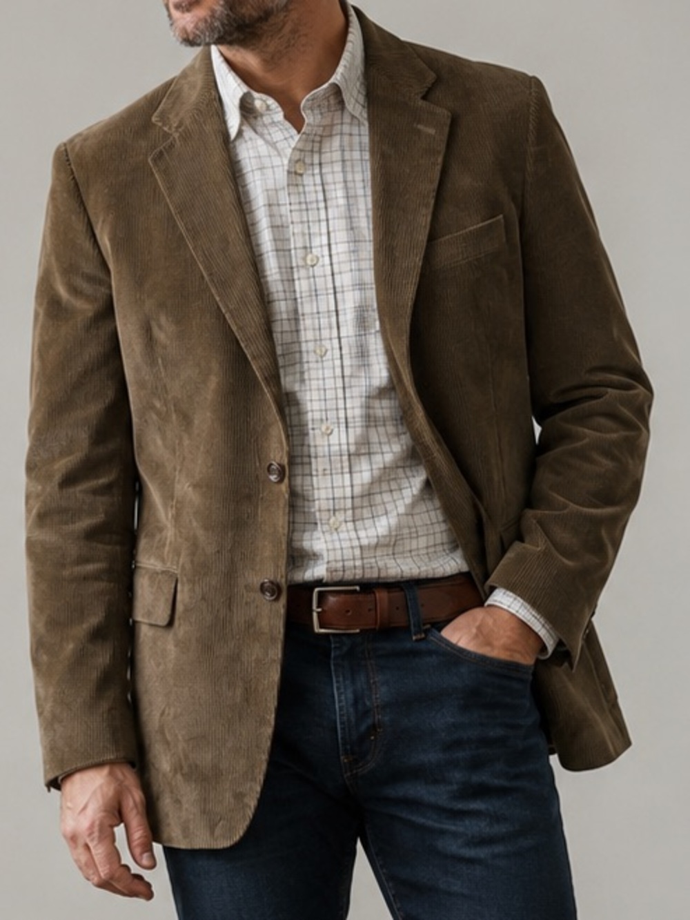 Covington Men’s Corduroy Blazer 42R Brown Tan Cotton Sport Coat Dark Academia